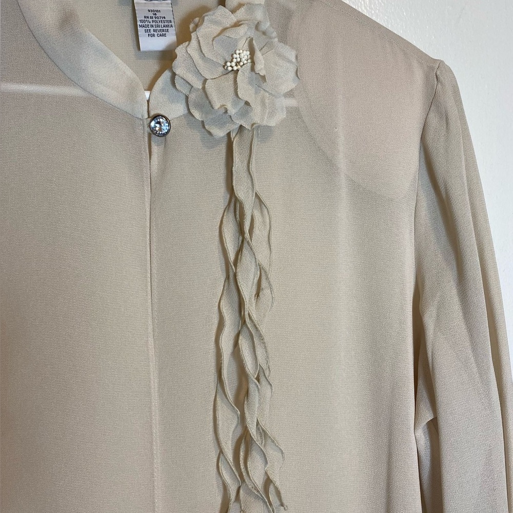 Elegant Cream Blouse with Floral Detail